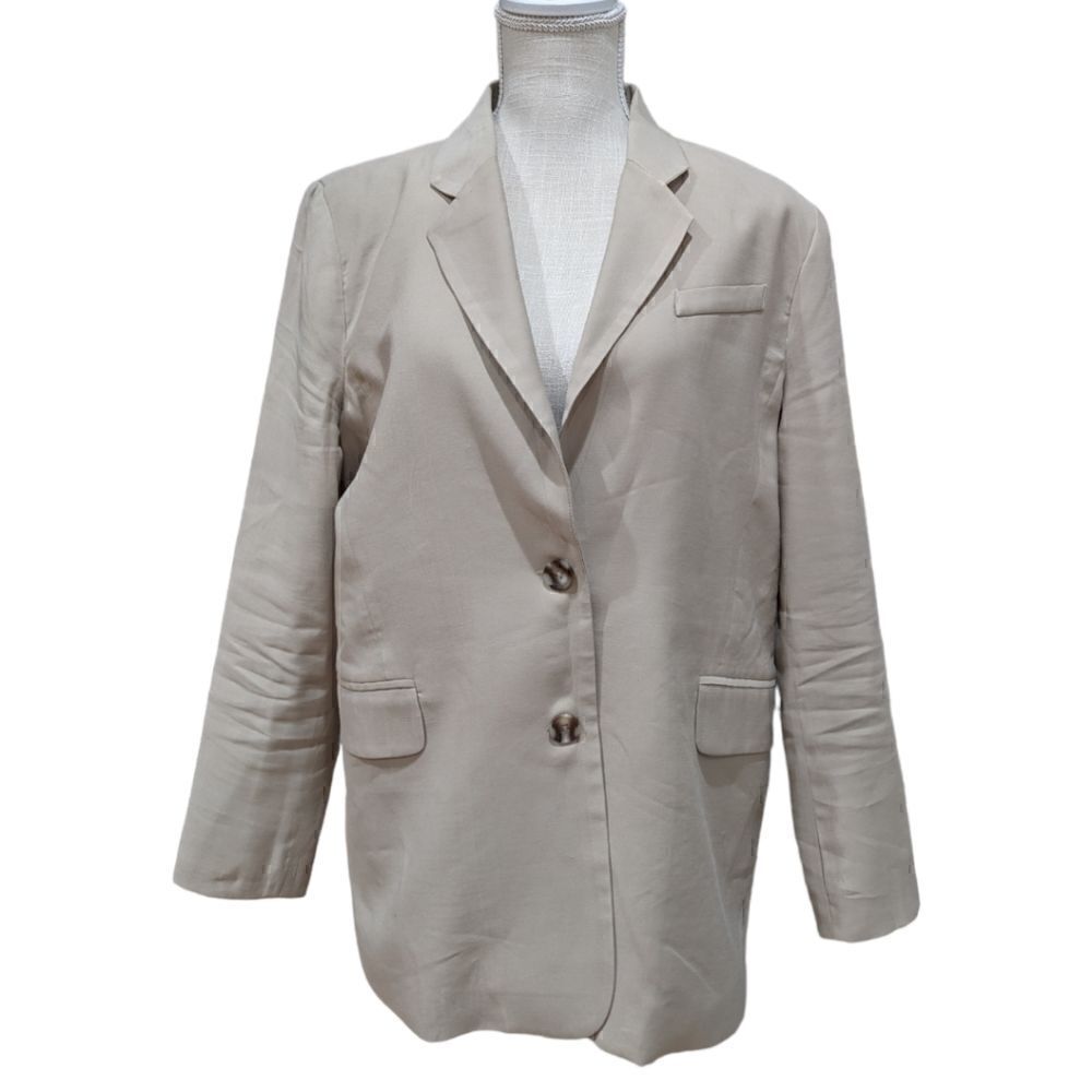 Rachel Zoe Women's Beige Rayon Two Button Blazer Size L